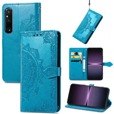 For Sony Xperia 1 IV Mandala Flower Embossed Leather Phone Case(Blue) For Sony Xperia 1 IV Mandala Flower Embossed Leather Phone Case(Blue)