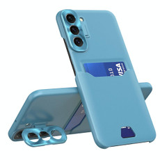 For Samsung Galaxy S22 5G Pure Color Invisible Lens Holder Phone Case(Lake Blue) For Samsung Galaxy S22 5G Pure Color Invisible Lens Holder Phone Case(Lake Blue)