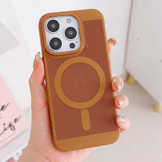 For iPhone 14 Grid Cooling MagSafe Magnetic Phone Case(Turmeric)