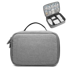 Single Layer Power Data Cable Storage Bag Digital Mobile Hard Disk Protective Cover(Gray)