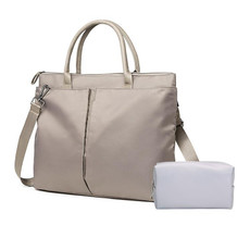 Business Briefcase Handbag / Shoulder Bag Dual-purpose Large Capacity Messenger Computer Bag, Size: Medium(Khaki+Gray PU Power Bag)