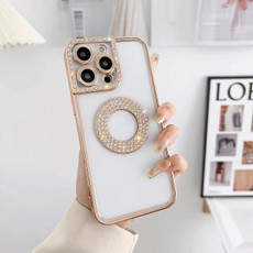 For iPhone 12 Pro Electroplated Diamond Phone Case(Gold)