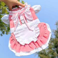 Pet Parent-child Dress Maid Skirt Can Be Hung With Leash, Size: XXL(Pink)