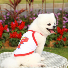 2pcs Suspenders Vests Mesh Breathable Pet Clothes, Size: M(Red Dinosaur)