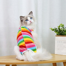 2pcs Pet Neutering Clothes Post-surgery Care Pet Clothes, Size: M(Colorful Stripes)