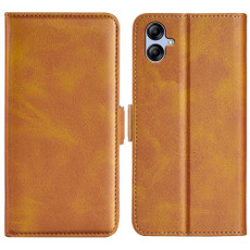 For Samsung Galaxy A04e Dual-side Magnetic Buckle Horizontal Flip Leather Phone Case(Yellow)