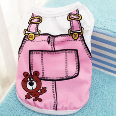 2pcs Pet Mesh Breathable Vest Spring Summer Clothes for Dogs & Cats, Size: XS(Bear Strap Pink)
