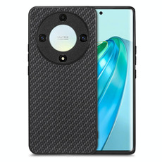For Honor X9A Carbon Fiber Texture Leather Back Cover Phone Case(Black)