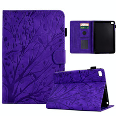 For iPad mini 1 / 2 / 3 / 4 / 5 Fortune Tree Pressure Flower PU Tablet Case with Wake-up / Sleep Function(Purple)