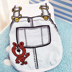 2pcs Pet Mesh Breathable Vest Spring Summer Clothes for Dogs & Cats, Size: S(Bear Strap Light Blue)