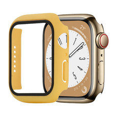 Shockproof PC+Tempered Glass Watch Protective Case For Apple Watch Series 8&7 45mm(Yellow)