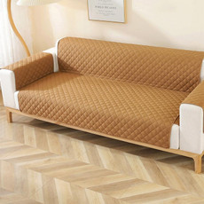 Double-sided Waterproof Pet Cushion Diamond Pattern Sofa Cover, Size:130x196cm(Yellow Coffee)