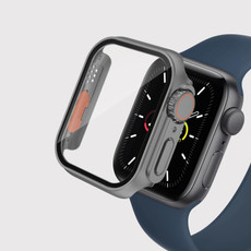 For Apple Watch Series SE 2 / 6 / SE / 5 / 4 40mm Film PC Watch Case with Detachable Button(Grey)