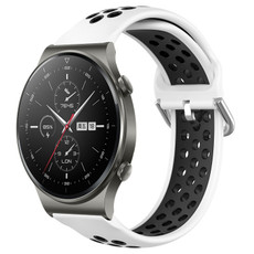 For Huawei GT2 Pro 22mm Perforated Breathable Sports Silicone Watch Band(White+Black) For Huawei GT2 Pro 22mm Perforated Breathable Sports Silicone Watch Band(White+Black)