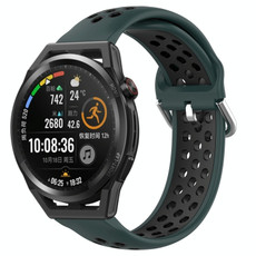 For Huawei Watch GT Runner 22mm Perforated Breathable Sports Silicone Watch Band(Olive Green+Black) For Huawei Watch GT Runner 22mm Perforated Breathable Sports Silicone Watch Band(Olive Green+Black)