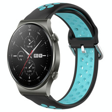 For Huawei GT2 Pro 22mm Perforated Breathable Sports Silicone Watch Band(Black+Blue) For Huawei GT2 Pro 22mm Perforated Breathable Sports Silicone Watch Band(Black+Blue)