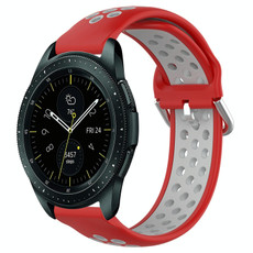 For Samsung Galaxy Watch 42mm 20mm Perforated Breathable Sports Silicone Watch Band(Red+Grey)