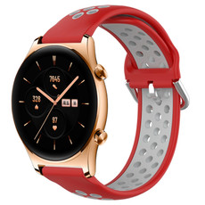 For Honor Watch GS 3 22mm Perforated Breathable Sports Silicone Watch Band(Red+Grey) For Honor Watch GS 3 22mm Perforated Breathable Sports Silicone Watch Band(Red+Grey)