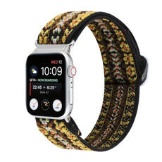 For Apple Watch Series 9&8&7 41mm / SE 3&SE 2&6&SE&5&4 40mm / 3&2&1 38mm Buckle Elastic Nylon Watch Band(Light Yellow)