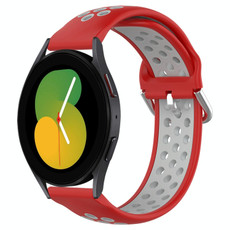 For Samsung Galaxy Watch 5 40mm 20mm Perforated Breathable Sports Silicone Watch Band(Red+Grey) For Samsung Galaxy Watch 5 40mm 20mm Perforated Breathable Sports Silicone Watch Band(Red+Grey)