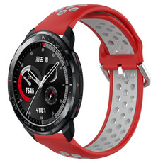 For Honor Watch GS Pro 22mm Perforated Breathable Sports Silicone Watch Band(Red+Grey) For Honor Watch GS Pro 22mm Perforated Breathable Sports Silicone Watch Band(Red+Grey)