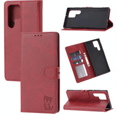 For Samsung Galaxy S23 Ultra 5G Embossed Happy Cat Pattern Flip Leather Phone Case(Red) For Samsung Galaxy S23 Ultra 5G Embossed Happy Cat Pattern Flip Leather Phone Case(Red)