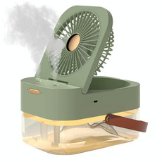 USB Plug 2.5L Dual Spray Humidifying Fan with Ambient Light Aroma Diffuser(Green)