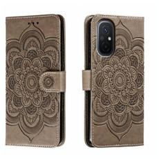 For Xiaomi Redmi 12C Sun Mandala Embossing Pattern Phone Leather Case(Grey)