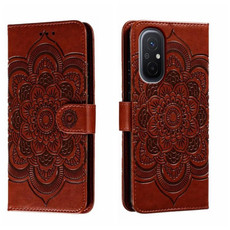For Xiaomi Redmi 12C Sun Mandala Embossing Pattern Phone Leather Case(Brown) For Xiaomi Redmi 12C Sun Mandala Embossing Pattern Phone Leather Case(Brown)