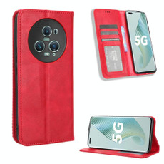 For Honor Magic5 Pro Magnetic Buckle Retro Texture Leather Phone Case(Red)