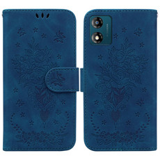 For Motorola Moto E13 Butterfly Rose Embossed Leather Phone Case(Blue)