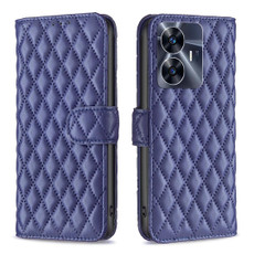 For Realme C55 Diamond Lattice Wallet Leather Flip Phone Case(Blue) For Realme C55 Diamond Lattice Wallet Leather Flip Phone Case(Blue)
