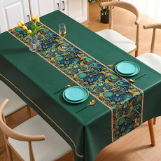 PVC Waterproof Oil-proof Embroidery Yarn Tablecloth, Size: 120x170cm(Folk Table Flag Green) PVC Waterproof Oil-proof Embroidery Yarn Tablecloth, Size: 120x170cm(Folk Table Flag Green)