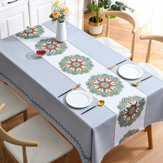 PVC Waterproof Oil-proof Embroidery Yarn Tablecloth, Size: 120x170cm(Embroidery Gray)