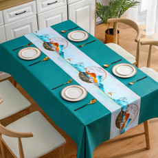 PVC Waterproof Oil-proof Embroidery Yarn Tablecloth, Size: 140x140cm(Deer High Rise Blue) PVC Waterproof Oil-proof Embroidery Yarn Tablecloth, Size: 140x140cm(Deer High Rise Blue)
