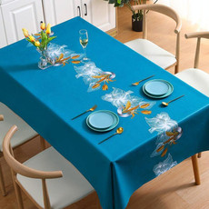 PVC Waterproof Oil-proof Embroidery Yarn Tablecloth, Size: 140x200cm(Tulip Fairy Blue)