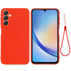 For Samsung Galaxy A24 4G Pure Color Liquid Silicone Shockproof Phone Case(Red)
