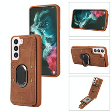 For Samsung Galaxy S23 5G Armor Ring Wallet Back Cover Phone Case(Brown) For Samsung Galaxy S23 5G Armor Ring Wallet Back Cover Phone Case(Brown)