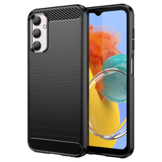 For Samsung Galaxy M14 5G Brushed Texture Carbon Fiber TPU Phone Case(Black) For Samsung Galaxy M14 5G Brushed Texture Carbon Fiber TPU Phone Case(Black)