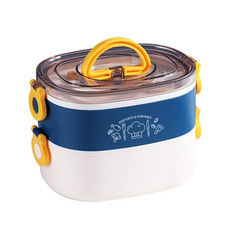 Large Capacity Oval Divided Portable Office Insulation Lunch Box, Specification: 1.2L (Plastic Blue)