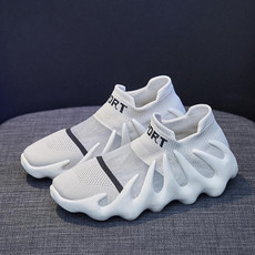 450-11 Summer Mesh Breathable Socks Shoes Flyweave Comfortable Running Casual Shoes, Size: 35(Beige)