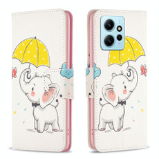 For Xiaomi Redmi Note 12 4G Global Colored Drawing Leather Phone Case(Umbrella Elephant)