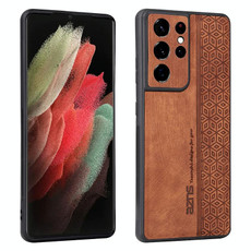 For Samsung Galaxy S21 Ultra 5G AZNS 3D Embossed Skin Feel Phone Case(Brown)