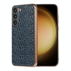 For Samsung Galaxy S23+ 5G Sky Series Nano Electroplating Genuine Leather Phone Case(Blue) For Samsung Galaxy S23+ 5G Sky Series Nano Electroplating Genuine Leather Phone Case(Blue)
