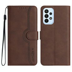 For Samsung Galaxy A23 4G Heart Pattern Skin Feel Leather Phone Case(Brown)