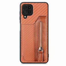 For Samsung Galaxy A22 4G Carbon Fiber Horizontal Flip Zipper Wallet Phone Case(Brown) For Samsung Galaxy A22 4G Carbon Fiber Horizontal Flip Zipper Wallet Phone Case(Brown)