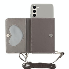 For Samsung Galaxy S23 5G Crossbody Lanyard Wallet Card Bag Phone Case(Grey) For Samsung Galaxy S23 5G Crossbody Lanyard Wallet Card Bag Phone Case(Grey)