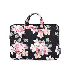 H40-B01 White Rose Pattern Laptop Case Bag Computer Liner Bag With Handle, Size: 12 Inch(Black)