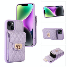 For iPhone 14 Card Slot Leather Phone Case(Purple)