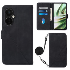 For OnePlus Nord CE3 5G Crossbody 3D Embossed Flip Leather Phone Case(Black)